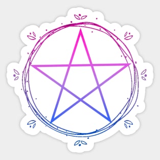 Bisexual Pentagram Wiccan Pagan Bi Pride Flag Boho Floral Sticker